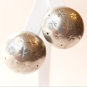 Vintage Ben-Amun Earrings Silver Starburst Clip On